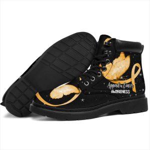 Appendix Cancer Awareness Boots Ribbon Butterfly Shoes-Gearsnkrs