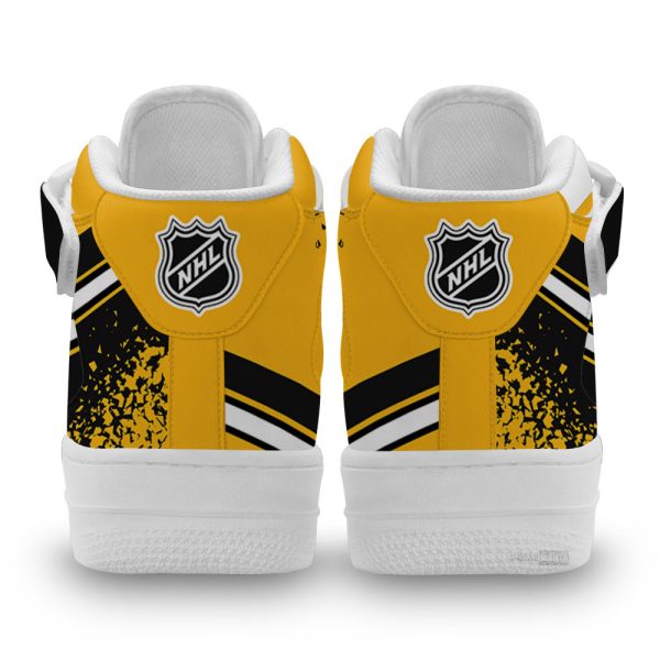 B. Bruins Air Mid Shoes Custom Hockey Sneakers Fans-Gearsnkrs