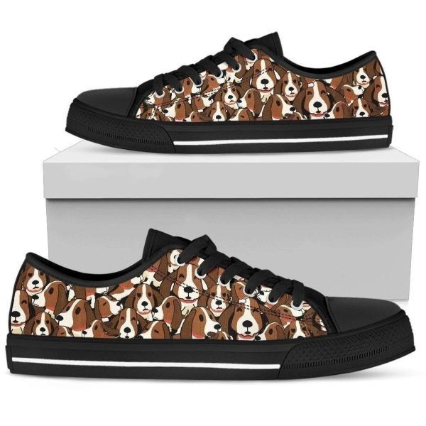 Basset Hound Women'S Sneakers Low Top Shoes Dog Lover Nh09-Gearsnkrs
