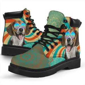 Beagle Dog Boots Funny Hippie Style Shoes-Gearsnkrs