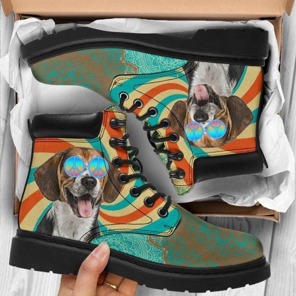 Beagle Dog Boots Funny Hippie Style Shoes-Gearsnkrs