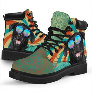 Black Labrador Dog Boots Shoes Hippie Style Funny-Gearsnkrs