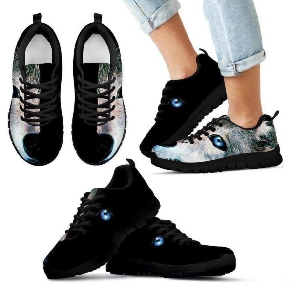 Black &Amp; White Wolf Sneakers Custom Design-Gearsnkrs