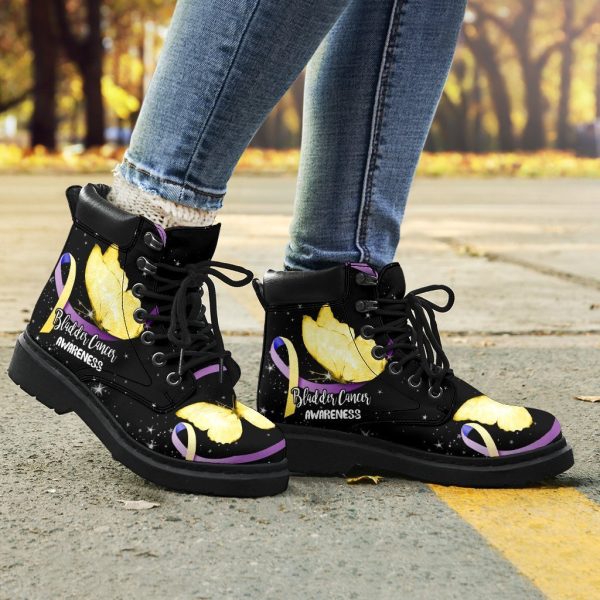 Bladder Cancer Awareness Boots Ribbon Butterfly Shoes-Gearsnkrs