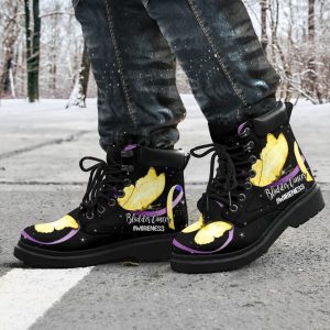 Bladder Cancer Awareness Boots Ribbon Butterfly Shoes-Gearsnkrs
