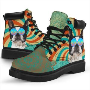 Boston Terrier Dog Boots Shoes Funny Hippie Style-Gearsnkrs