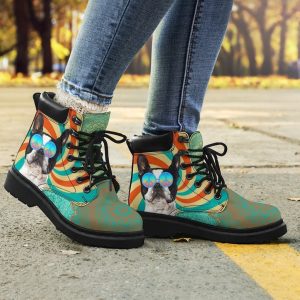 Boston Terrier Dog Boots Shoes Funny Hippie Style-Gearsnkrs