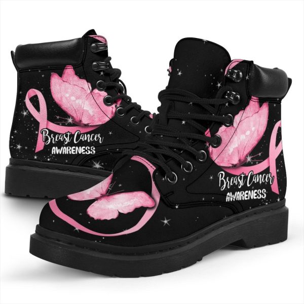 Breast Cancer Awareness Boots Ribbon Butterfly Shoes-Gearsnkrs