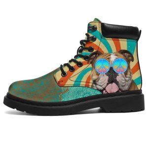 Bulldog Dog Boots Shoes Funny Hippie Style-Gearsnkrs