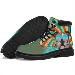 Bulldog Dog Boots Shoes Funny Hippie Style-Gearsnkrs