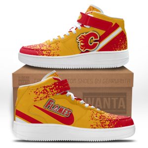 C Flames Air Mid Shoes Custom Hockey Sneakers Fans-Gear Wanta
