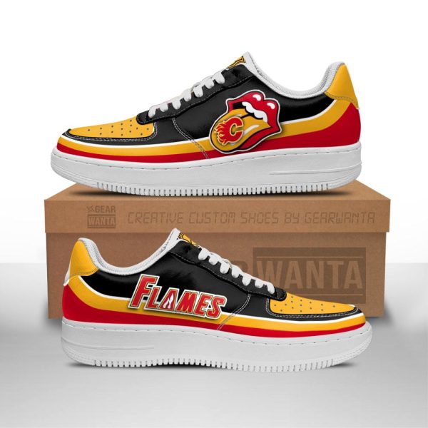 Calgary Flames Air Sneakers Custom Force Shoes Sexy Lips For Fans-Gearsnkrs