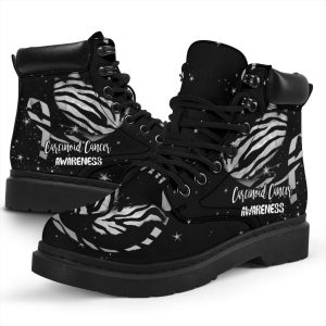 Carcinoid Cancer Awareness Boots Ribbon Butterfly Shoes-Gearsnkrs