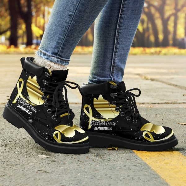 Childhood Cancer Awareness Boots Ribbon Butterfly Shoes-Gearsnkrs