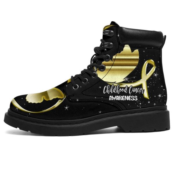 Childhood Cancer Awareness Boots Ribbon Butterfly Shoes-Gearsnkrs