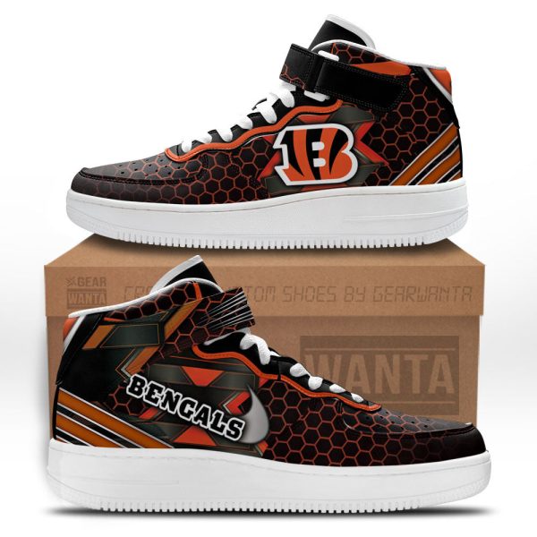 Cincinnati Bengals Sneakers Custom Air Mid Shoes For Fans-Gearsnkrs