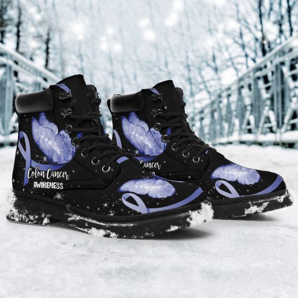 Colon Cancer Awareness Boots Ribbon Butterfly Shoes-Gearsnkrs