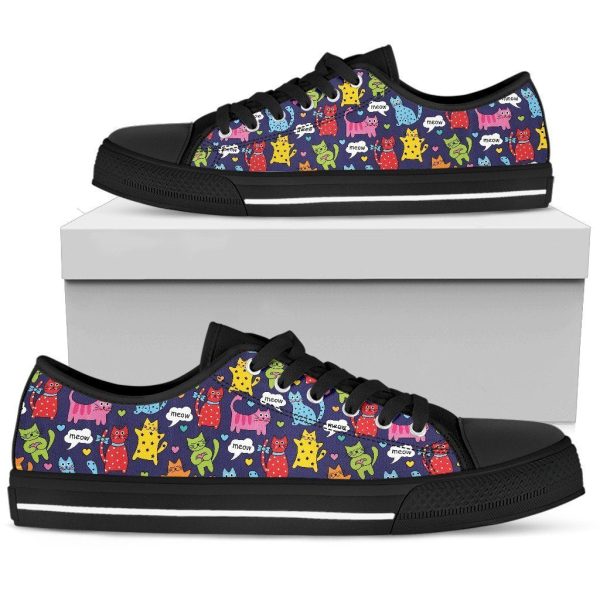 Colorful Cats Sneakers Low Top Shoes Cat Lover-Gearsnkrs