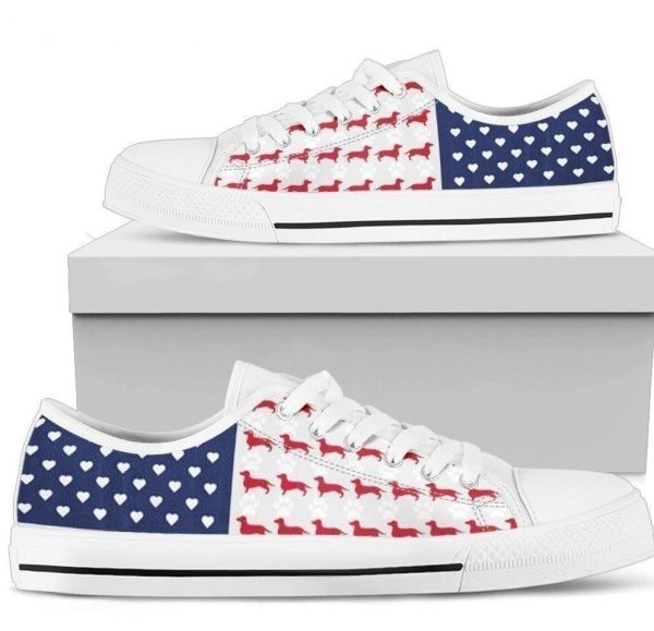 Cool Dachshund Us Flag Women'S Sneaker Style-Gearsnkrs