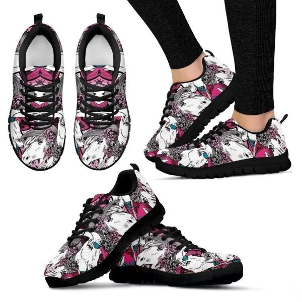 Cool Horse Floral Women'S Sneakers-Gearsnkrs
