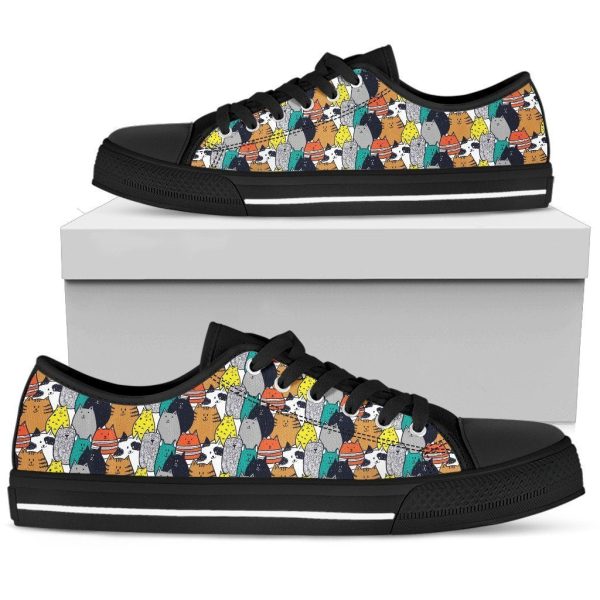 Cute Cat Sneakers Low Top Shoes For Cat Lover-Gearsnkrs