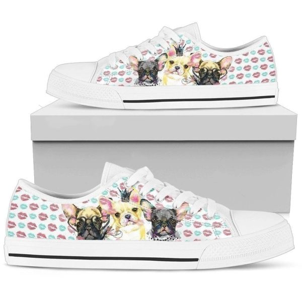 Cute French Bulldog Women'S Sneakers Low Top Shoes-Gearsnkrs