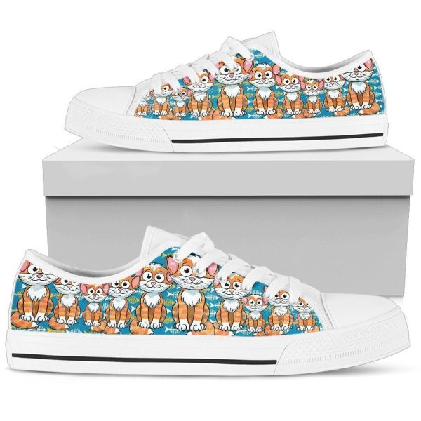 Cute Yellow Cat Sneakers Low Top Shoes For Cat Lover-Gearsnkrs