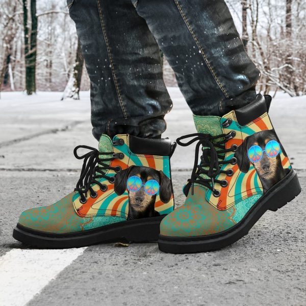 Dachshund Dog Boots Shoes Hippie Style Funny-Gearsnkrs