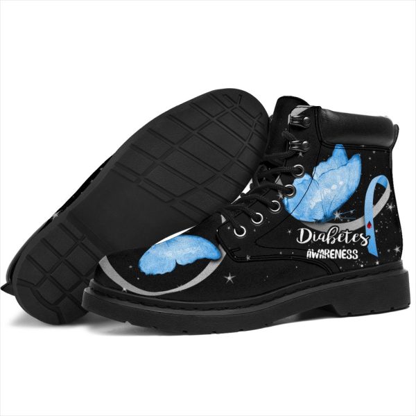 Diabetes Awareness Boots Ribbon Butterfly Shoes-Gearsnkrs