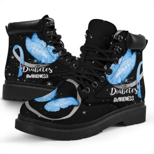 Diabetes Awareness Boots Ribbon Butterfly Shoes-Gearsnkrs