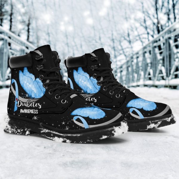 Diabetes Awareness Boots Ribbon Butterfly Shoes-Gearsnkrs