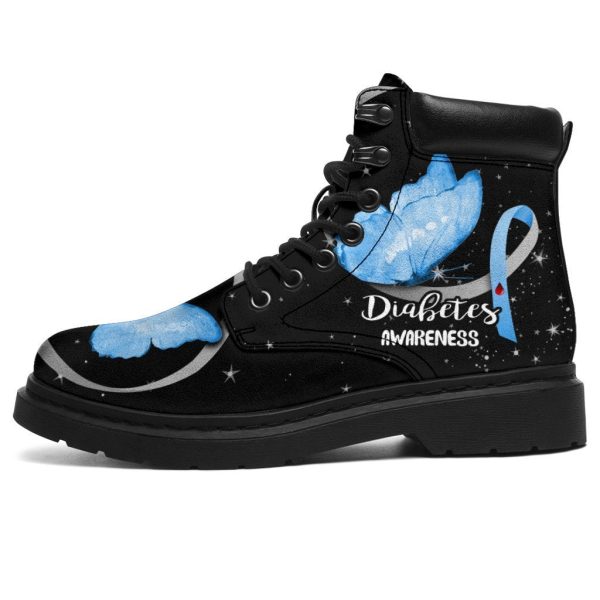 Diabetes Awareness Boots Ribbon Butterfly Shoes-Gearsnkrs