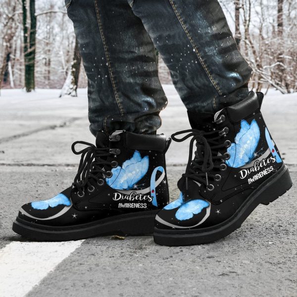 Diabetes Awareness Boots Ribbon Butterfly Shoes-Gearsnkrs