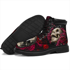 Floral Skull Boots Shoes Amazing Gift Idea-Gearsnkrs