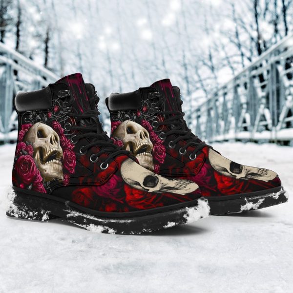 Floral Skull Boots Shoes Amazing Gift Idea-Gearsnkrs