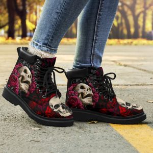 Floral Skull Boots Shoes Amazing Gift Idea-Gearsnkrs