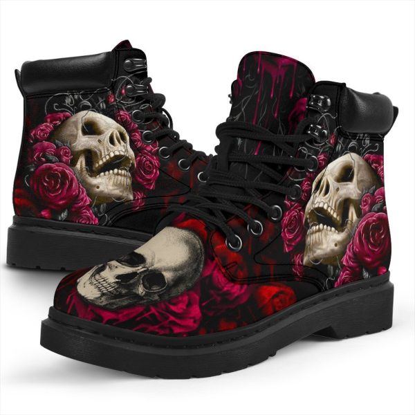 Floral Skull Boots Shoes Amazing Gift Idea-Gearsnkrs