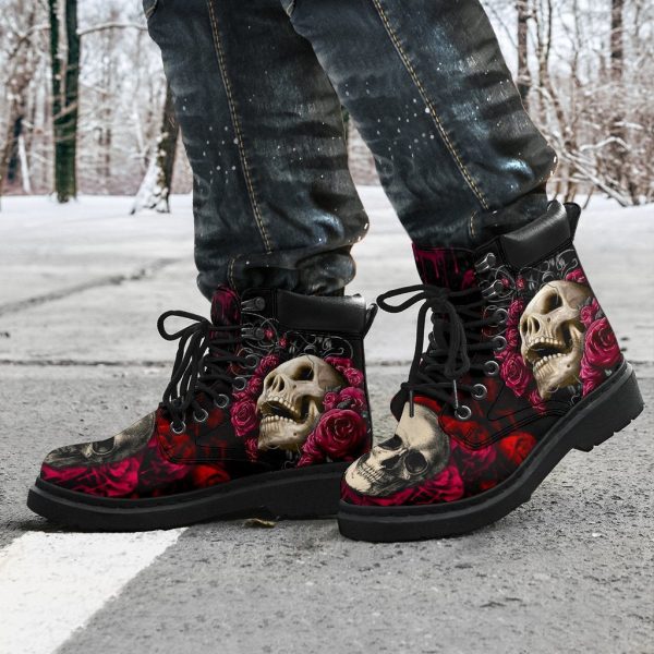 Floral Skull Boots Shoes Amazing Gift Idea-Gearsnkrs