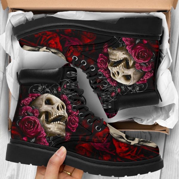 Floral Skull Boots Shoes Amazing Gift Idea-Gearsnkrs