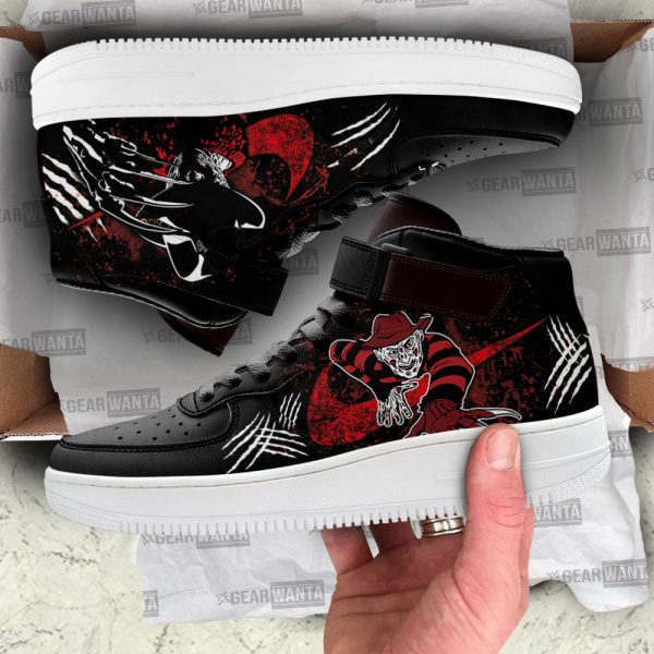 Freddy Krueger Shoes Air Mid Custom Sneakers For Horror Fans-Gearsnkrs