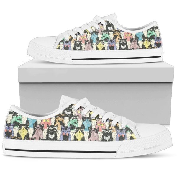 Funny Cat Sneakers Low Top Shoes For Cat Lover-Gearsnkrs