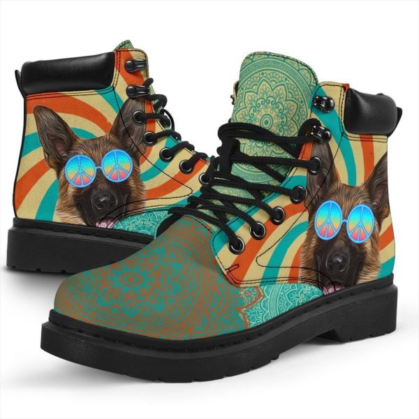 German Shepherd Dog Boots Shoes Hippie Style Funny-Gearsnkrs