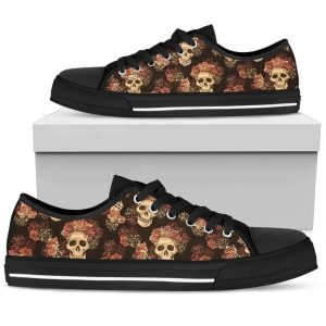 Gothic Skull & Roses Women's Low Top Shoes Gift Idea NH09-Gear Wanta