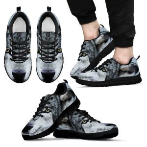 Gray Wolf Men'S Sneakers Custom Design Black-Gearsnkrs