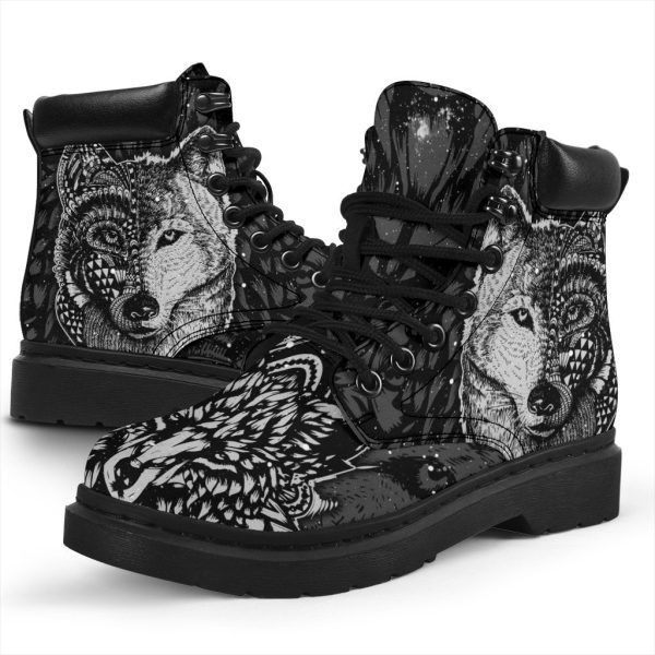 Hippie Wolf Boots Shoes Gift Idea For Wolf Lover-Gearsnkrs
