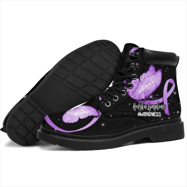 Hodgkin Lymphoma Cancer Awareness Boots Ribbon Shoes-Gearsnkrs