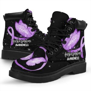 Hodgkin Lymphoma Cancer Awareness Boots Ribbon Shoes-Gearsnkrs