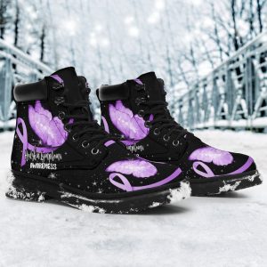 Hodgkin Lymphoma Cancer Awareness Boots Ribbon Shoes-Gearsnkrs