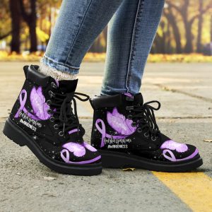 Hodgkin Lymphoma Cancer Awareness Boots Ribbon Shoes-Gearsnkrs