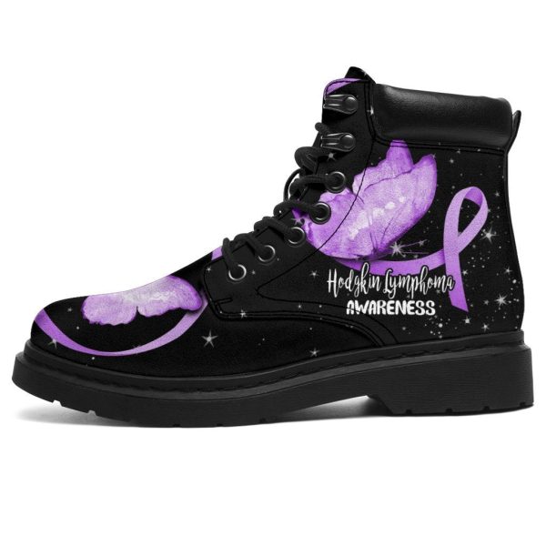 Hodgkin Lymphoma Cancer Awareness Boots Ribbon Shoes-Gearsnkrs